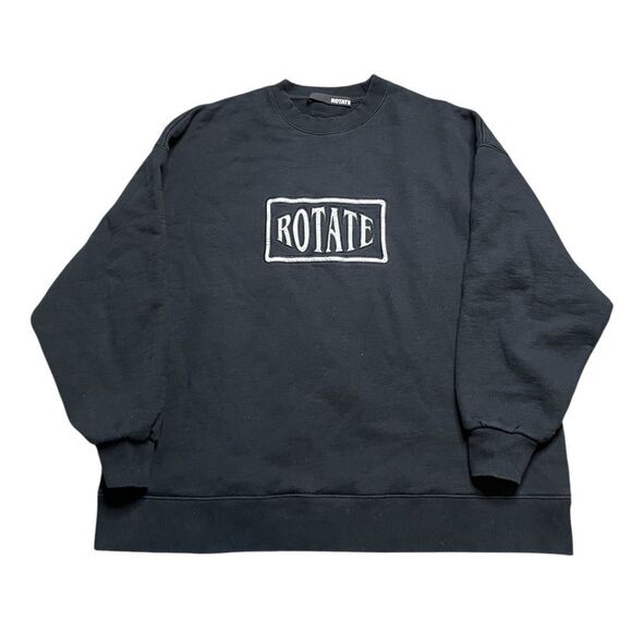 Rotate Sunday Logo Embroidered Cotton Jersey Sweatshirt Black Size Large - Picture 2 of 9